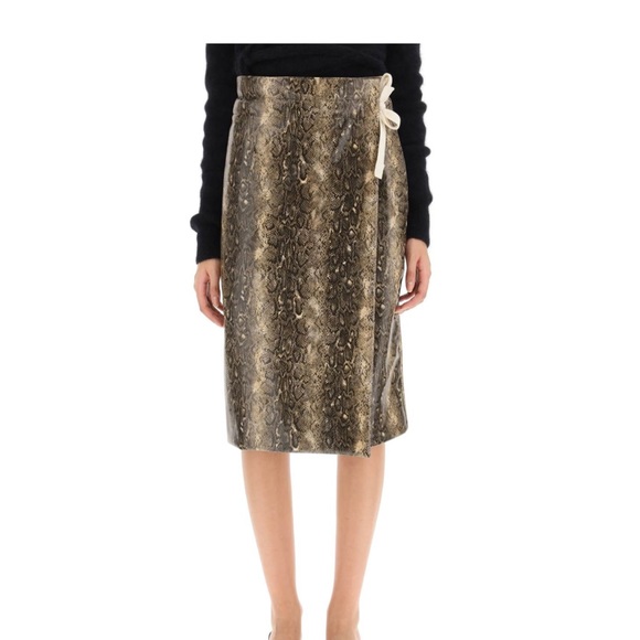 Ganni Skirts Ganni Snake Print Leather Skirt Poshmark